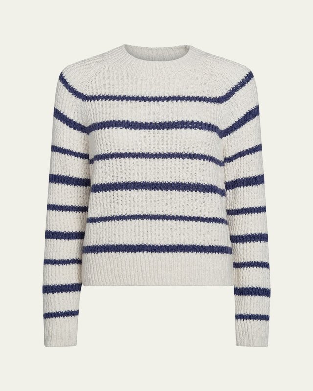 Ribbed Stripe Raglan-Sleeve Crewneck Sweat